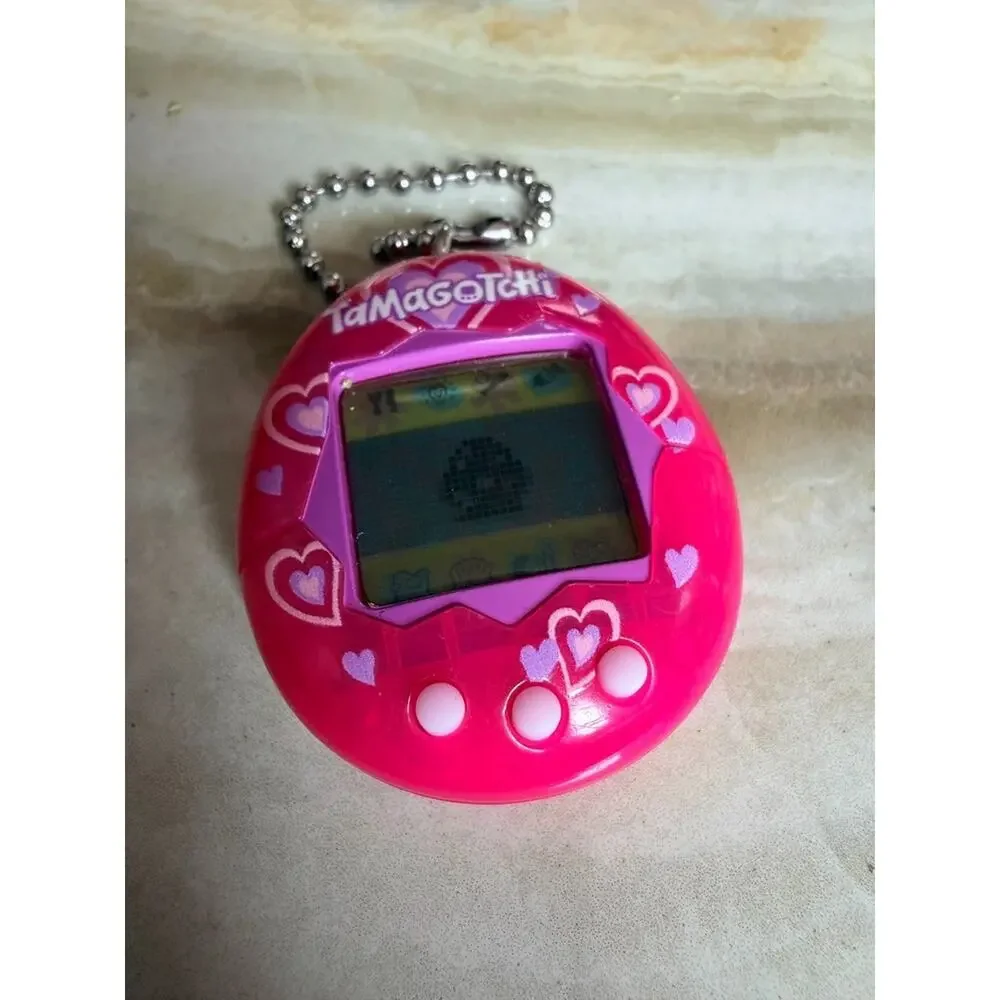Vintage 2004 Bandai Tamagotchi Connection V1 Pink Hearts Tested Working